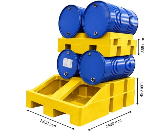 P-530-4Y KİMYASAL DÖKÜNTÜ PALETİ 1250*1400*H480 MM